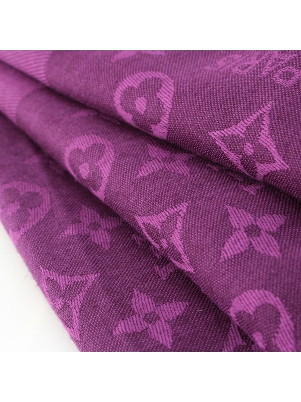 Louis Vuitton Silk Wool Monogram Shine Scarf Shawl Purple - Picture 6 of 10
